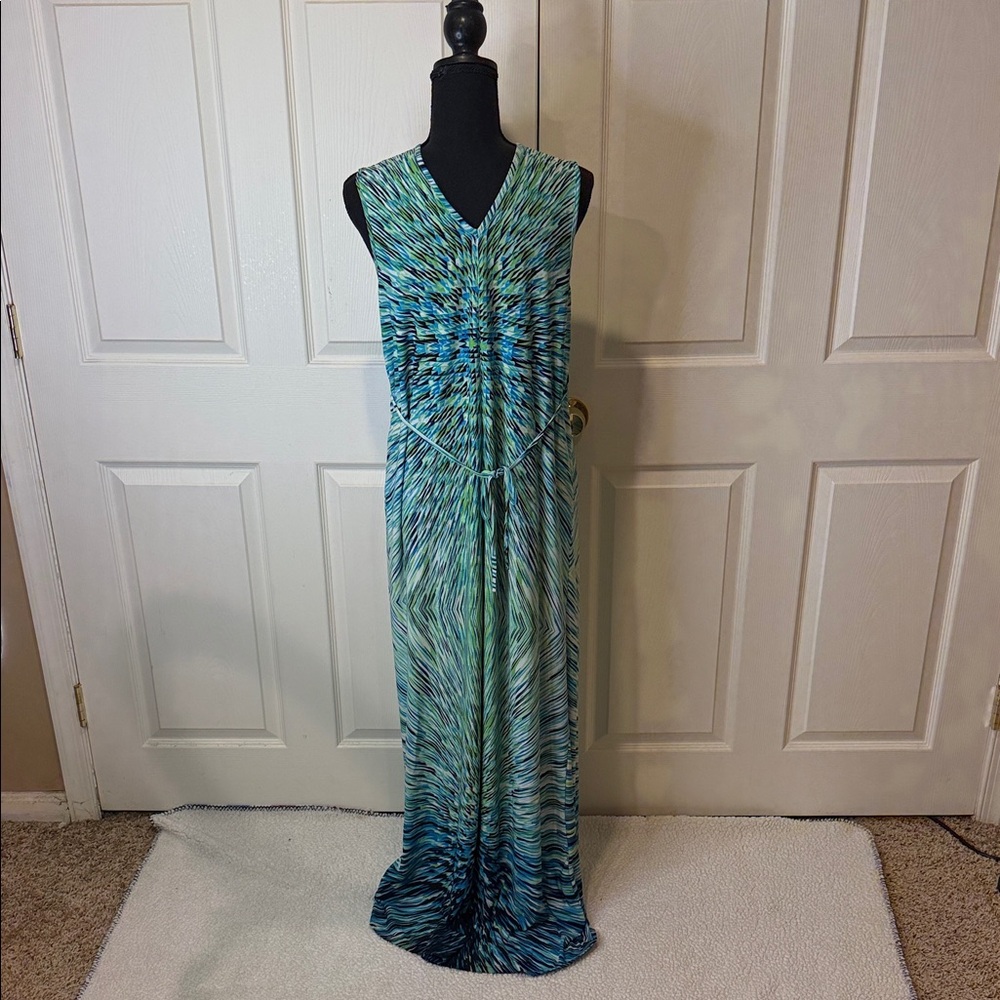 Avenue Vibrant Blue and Green Maxi Dress - Picture 3 of 3